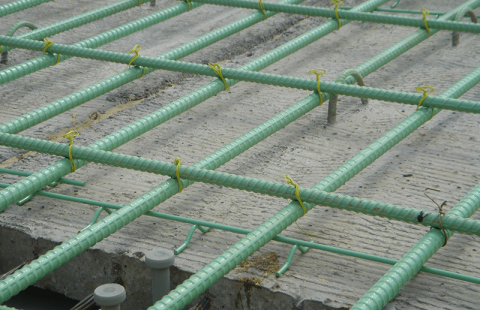 green colored epoxy coated rebar