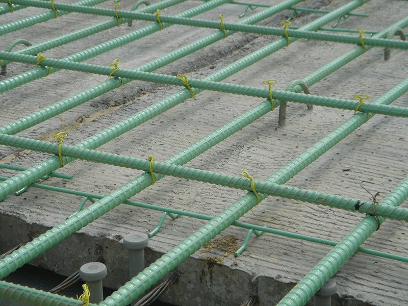 green colored epoxy coated rebar