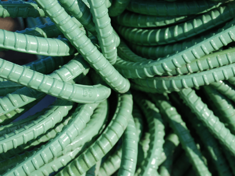 Green colored epoxy coated reinforcement bar rebar